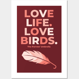 Pink Letters Love Life Love Birds feather Posters and Art